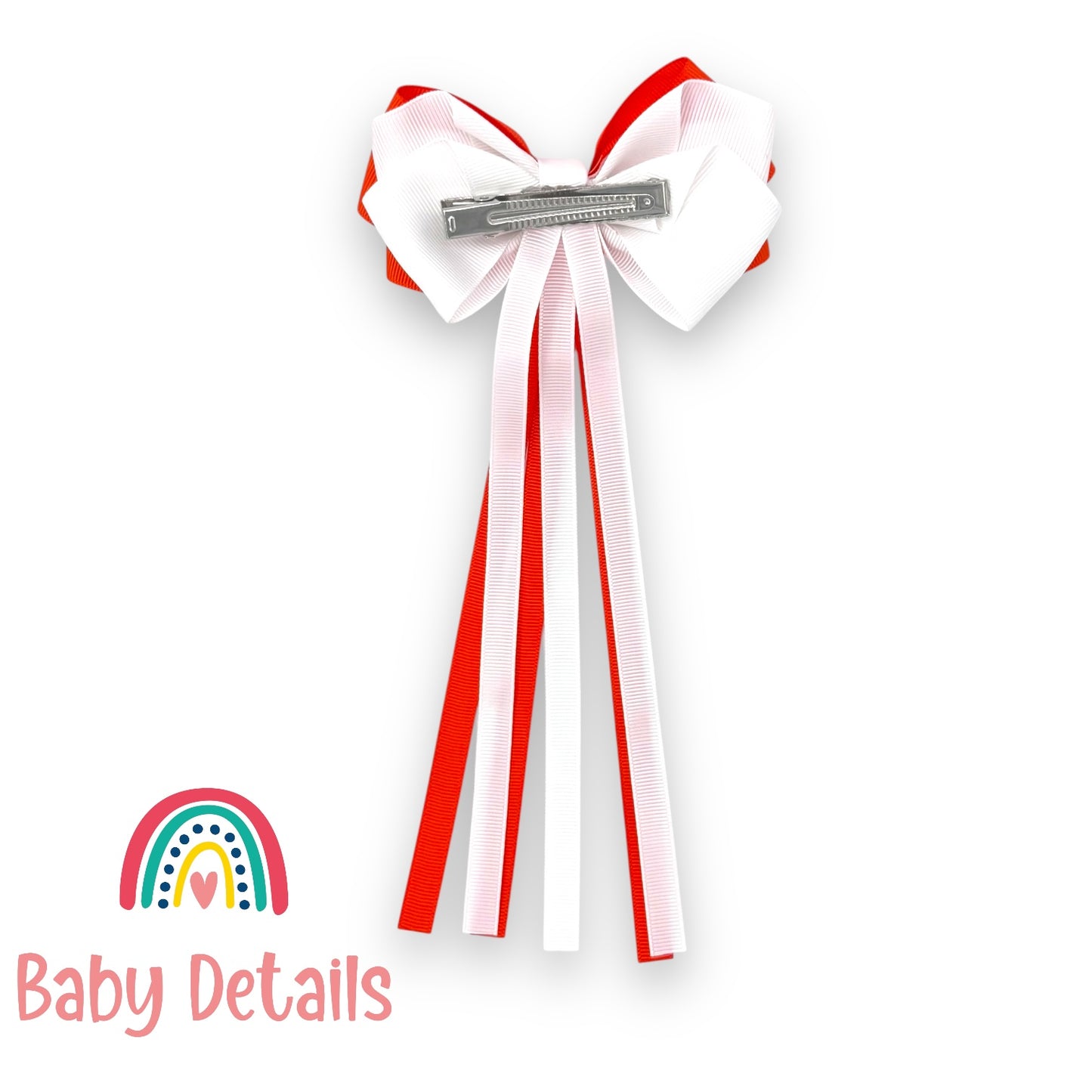 Big Bow Layers with Long Ribbons - Orange & White