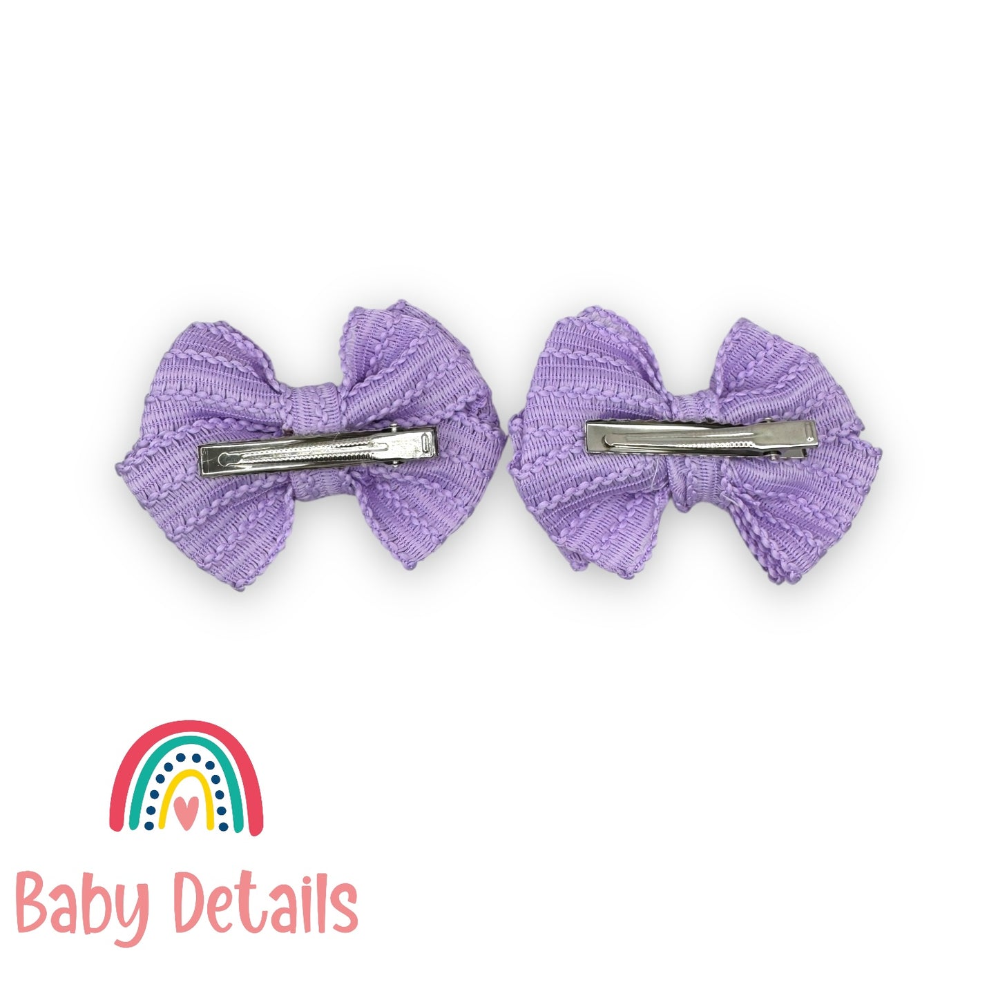 Set of 2 patterned bow hair clips - Purple