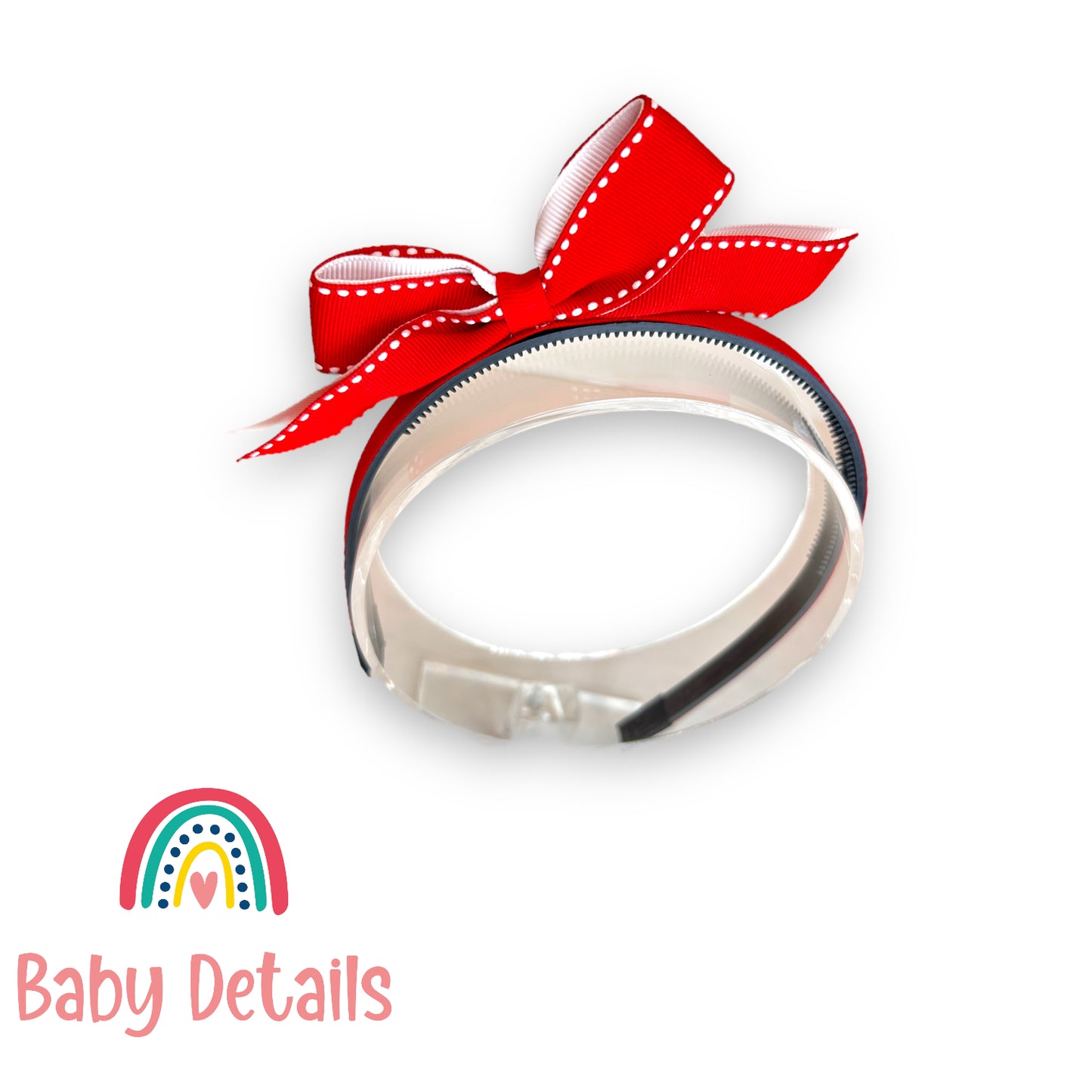 Headband with stripe bow - Red