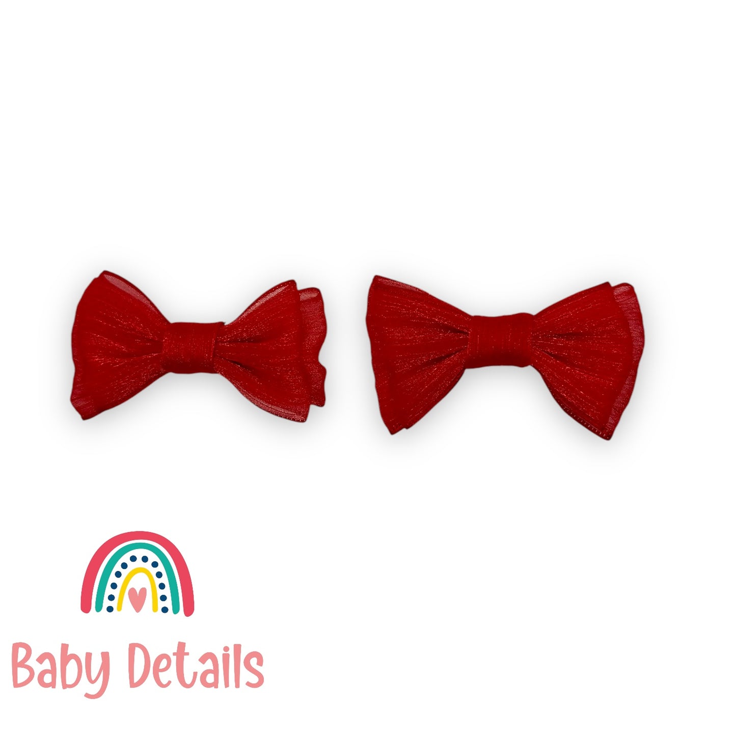 Set of 2 Soft Chiffon Hair Bows - Red