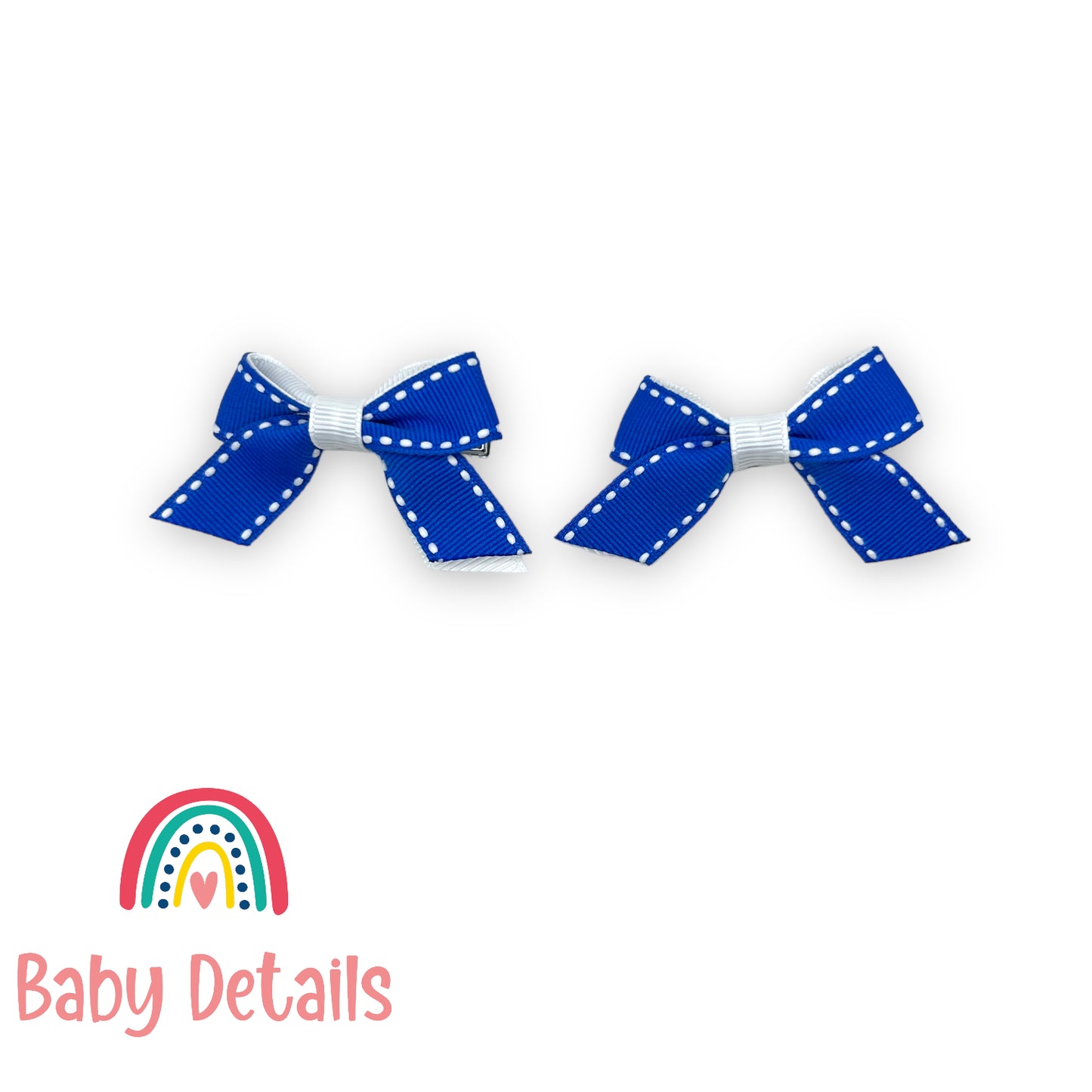 Set of 2 mini stripe hair clips - Royal Blue