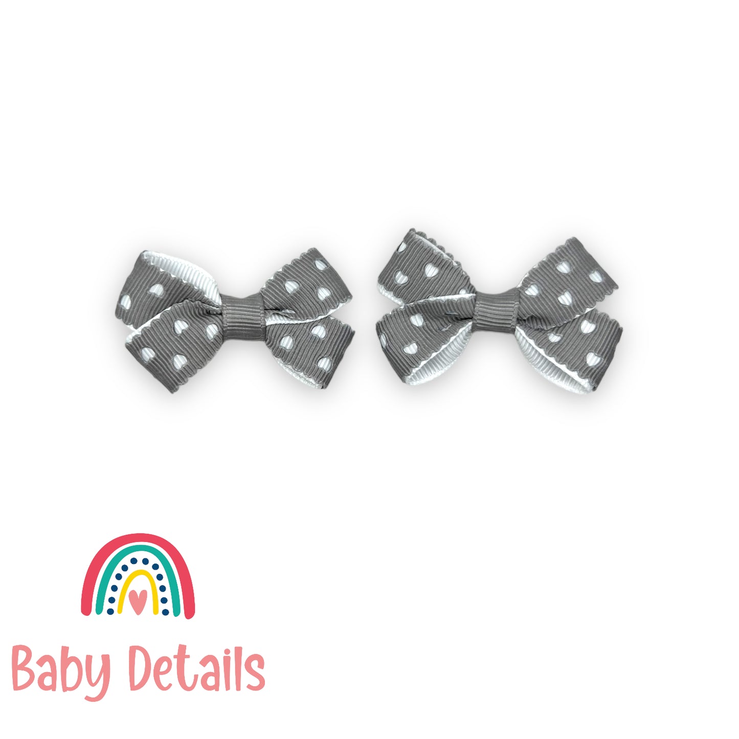 Set of 2 mini hearts hair clips - Light Grey