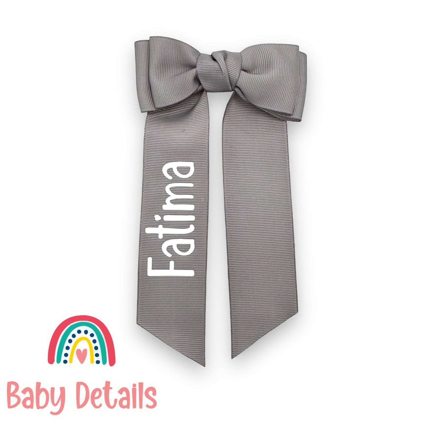 Long Simple Personalized Bow - Light Grey