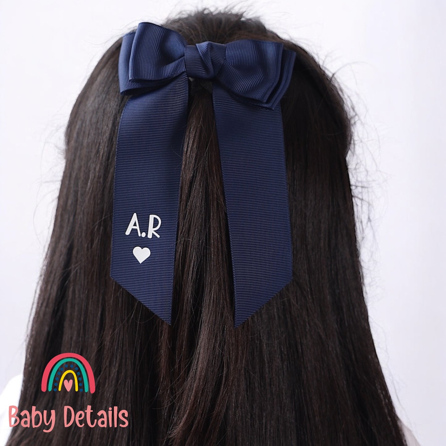 Long Simple Personalized Bow - Navy Blue