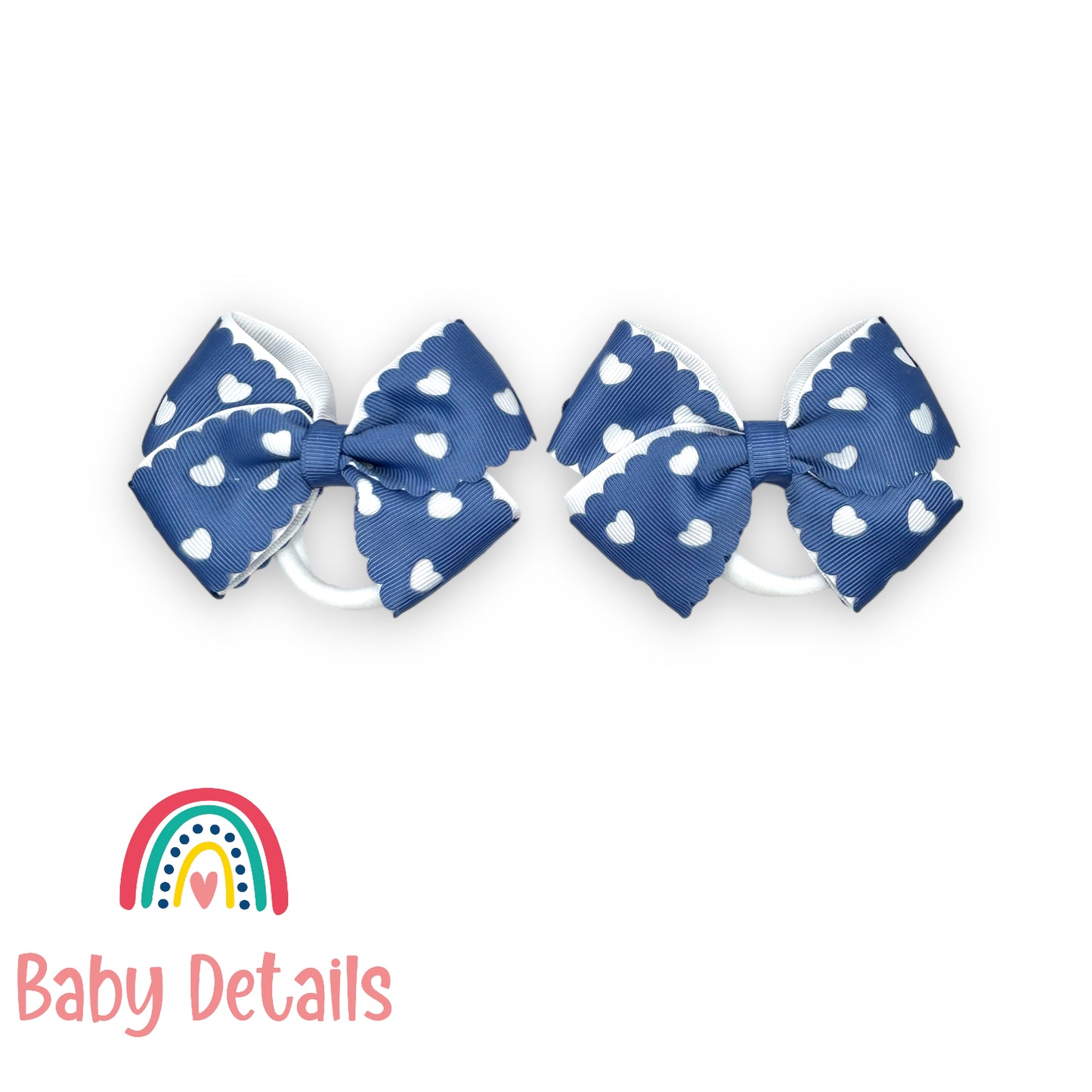 Set of 2 hearts hair ties - Blue Grey