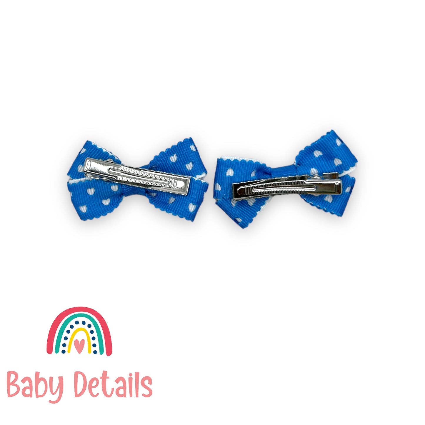 Set of 2 mini hearts hair clips - Blue