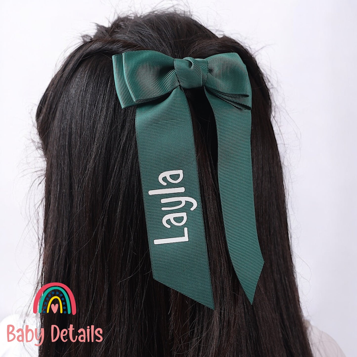 Long Simple Personalized Bow - Dark Green