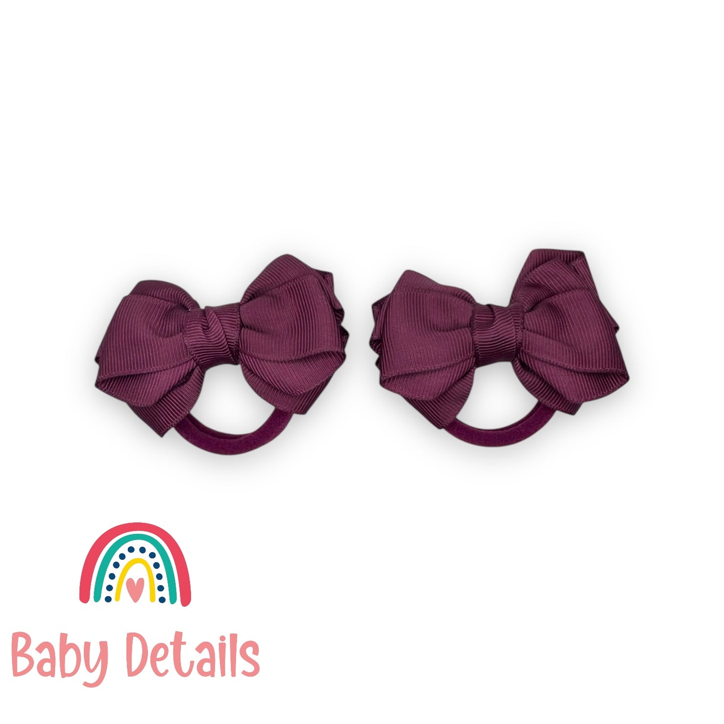 Set of 2 Layers Hair Ties - Burgundy