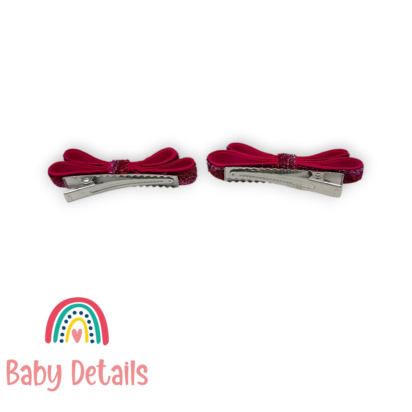 Set of 2 thin Shiny Ribbon - Pink & Red
