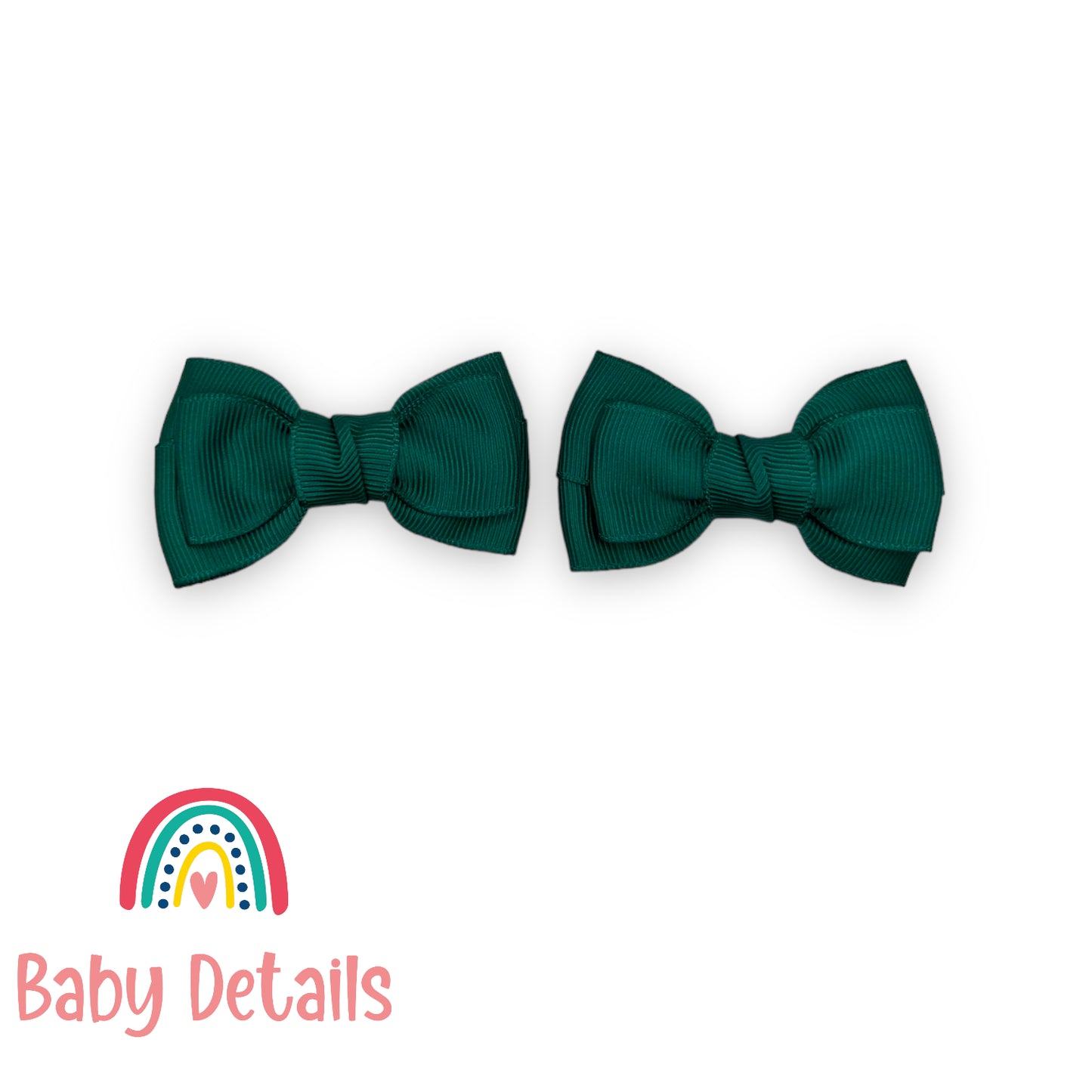 Set of 2 classic hair clips - Dark Green