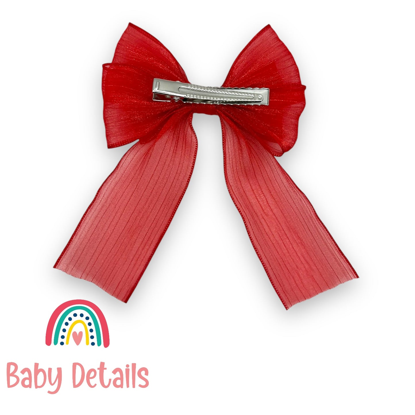 Long Soft Chiffon Hair Bows - Red