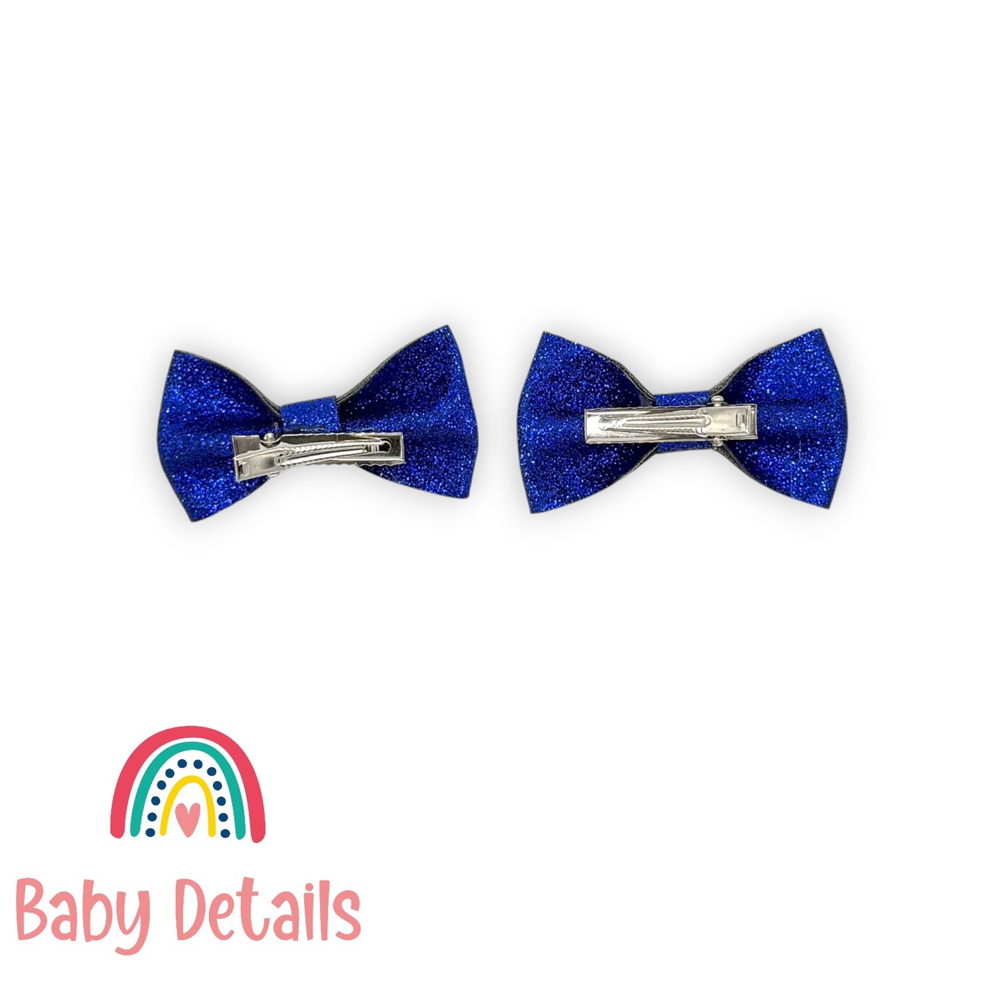 Set of 2 Glitter Bow Hair Clip - Royal Blue