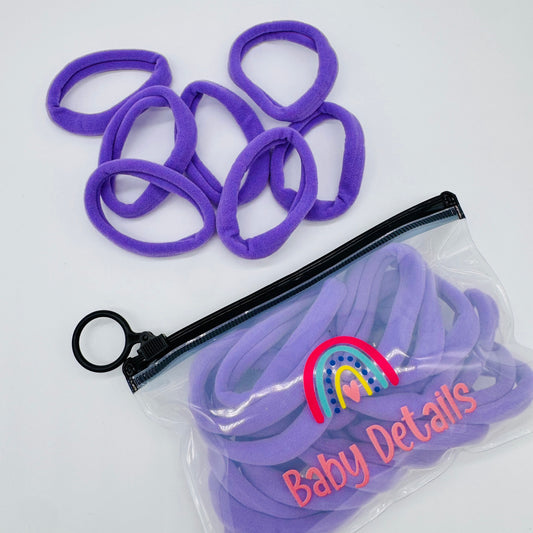 Strong Elastic Hair Ties (20 pcs) - Light Purple