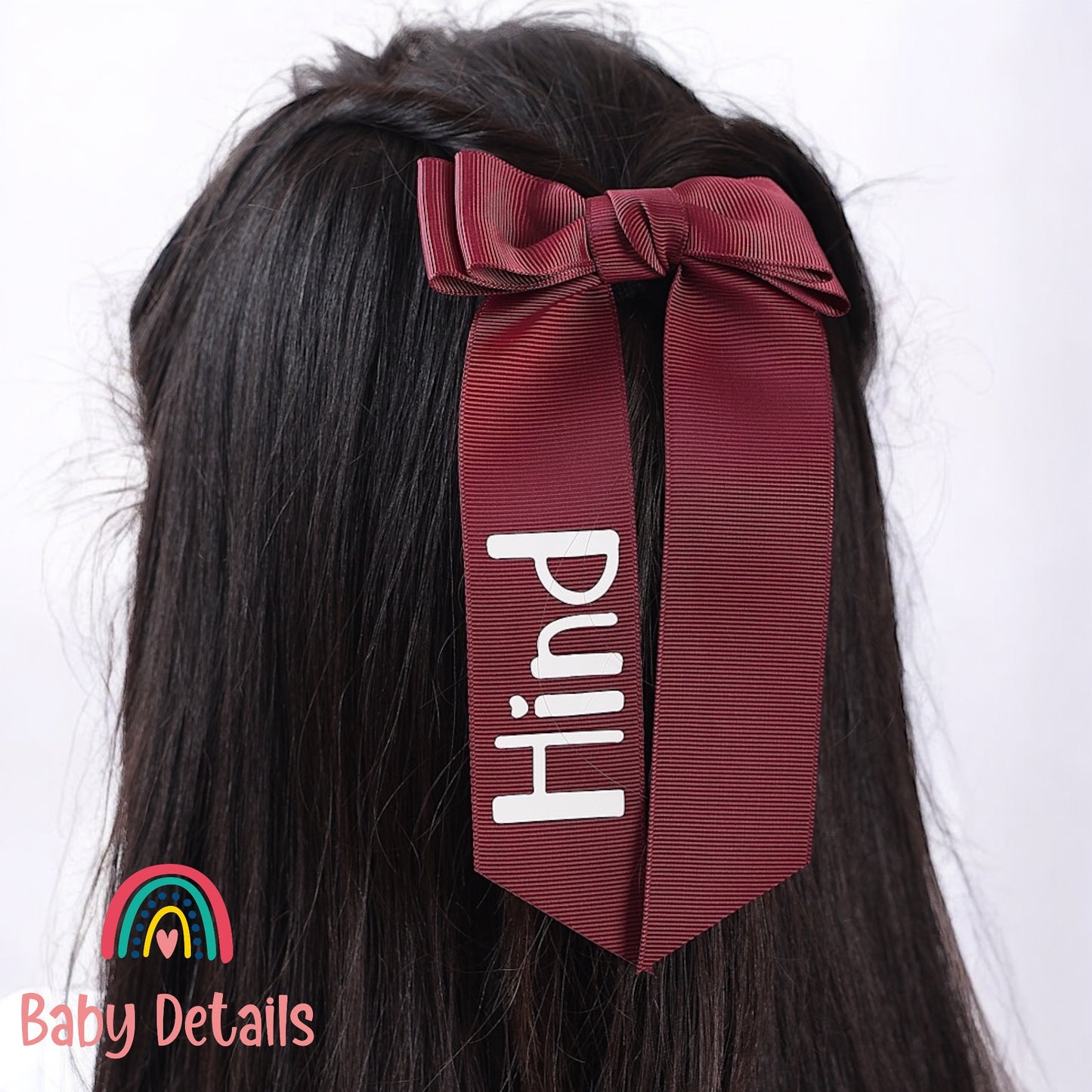 Long Simple Personalized Bow - Burgundy