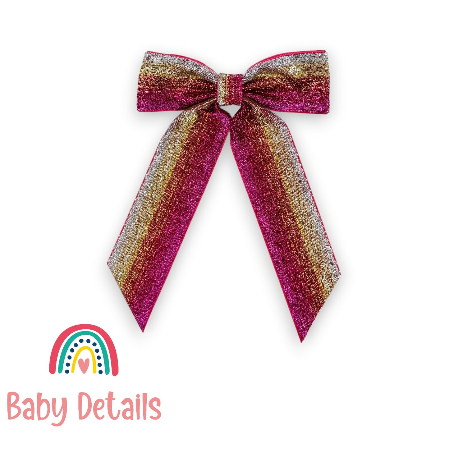 Wide Long Shiny Ribbon - Shades of Pink & Silver & Gold