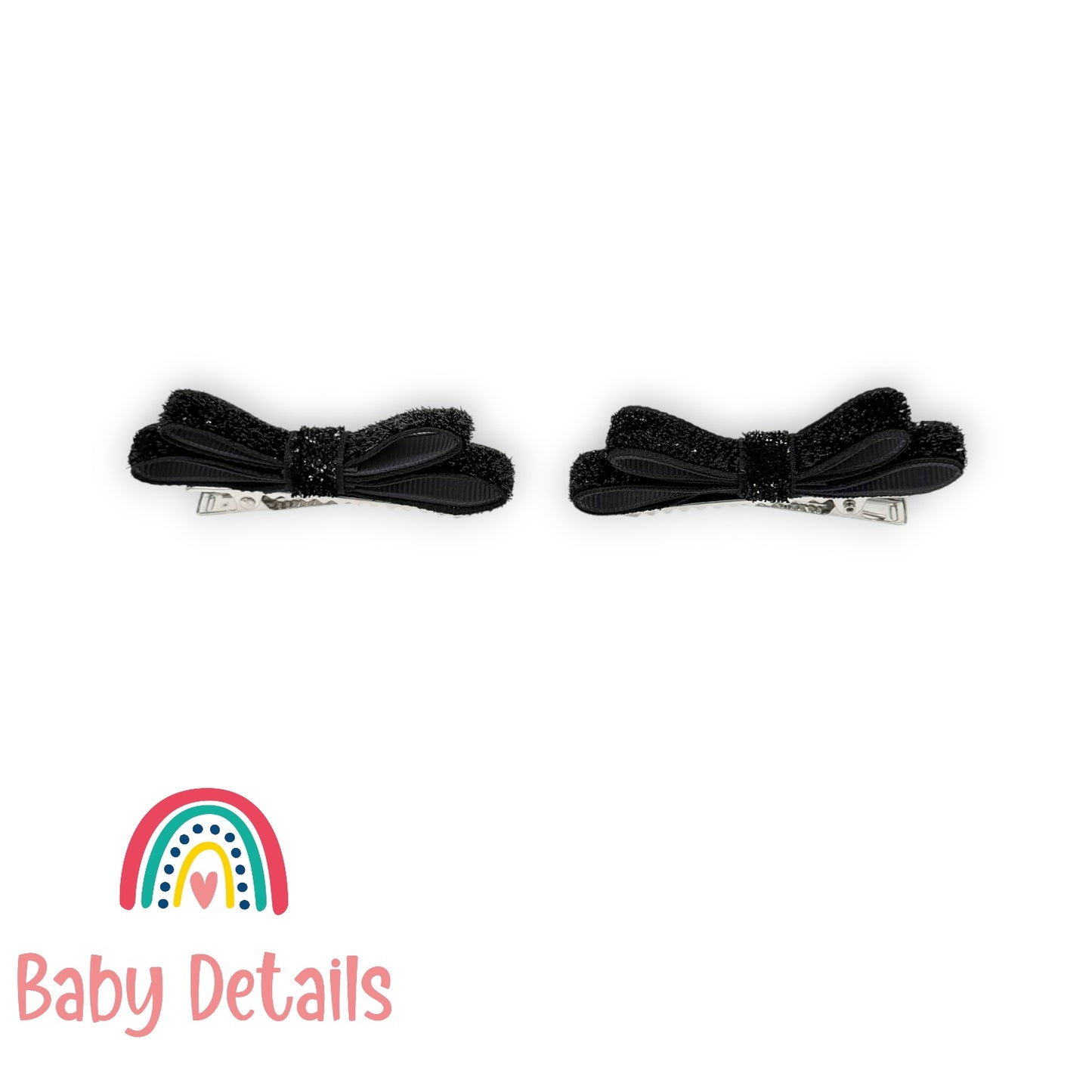 Set of 2 thin Shiny Ribbon - Black