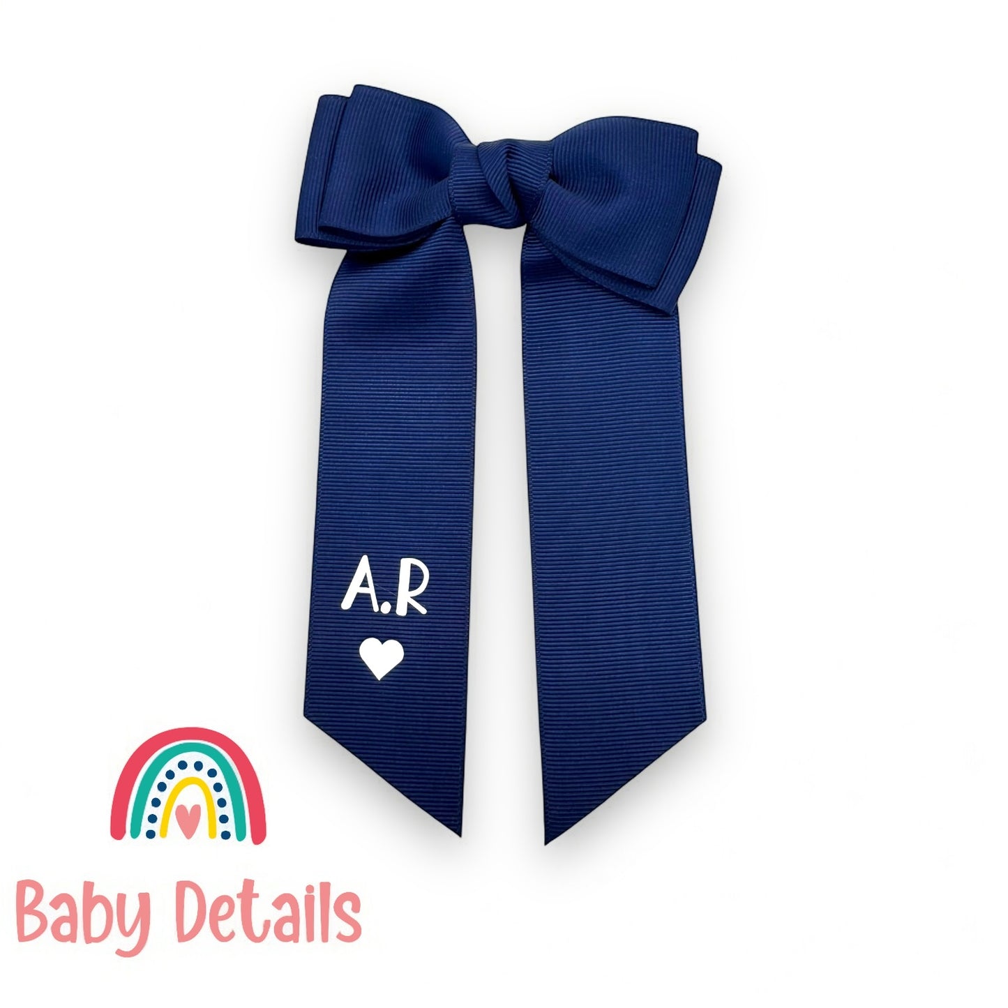 Long Simple Personalized Bow - Navy Blue