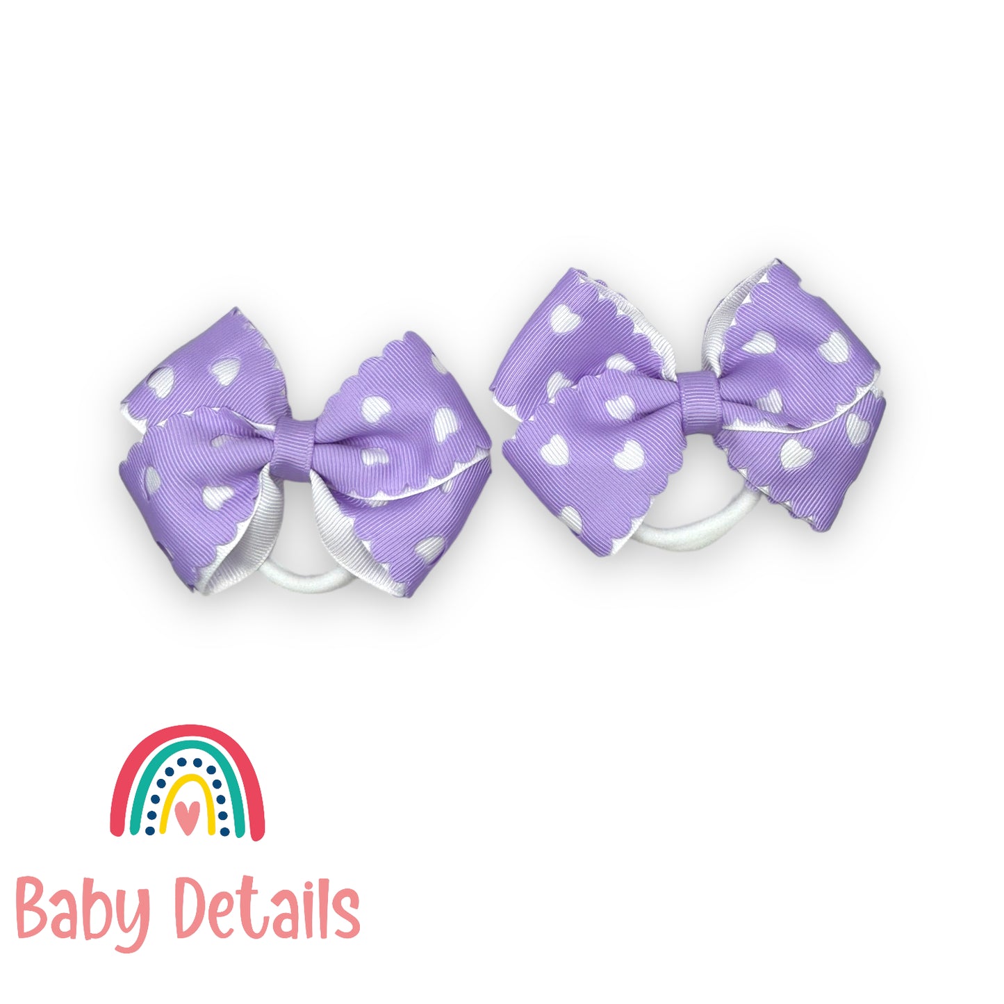 Set of 2 hearts hair ties - Purple