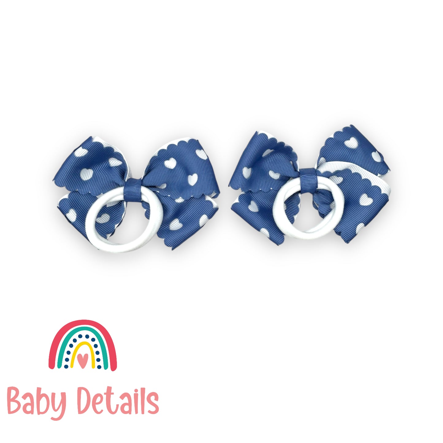 Set of 2 hearts hair ties - Blue Grey