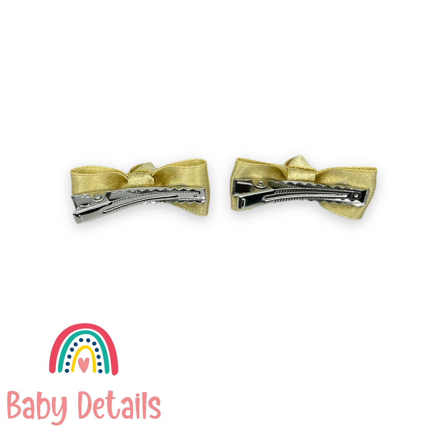 Mini Dark Gold Glitter Ribbon Hair Clips