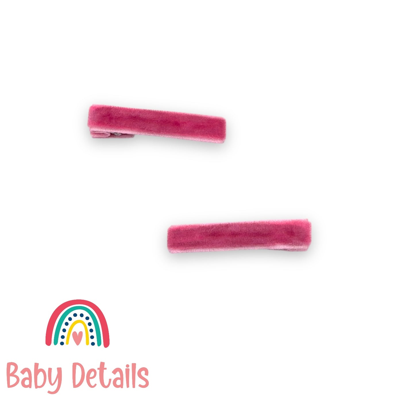 Set of 2 Velvet Hair Clips - Pink