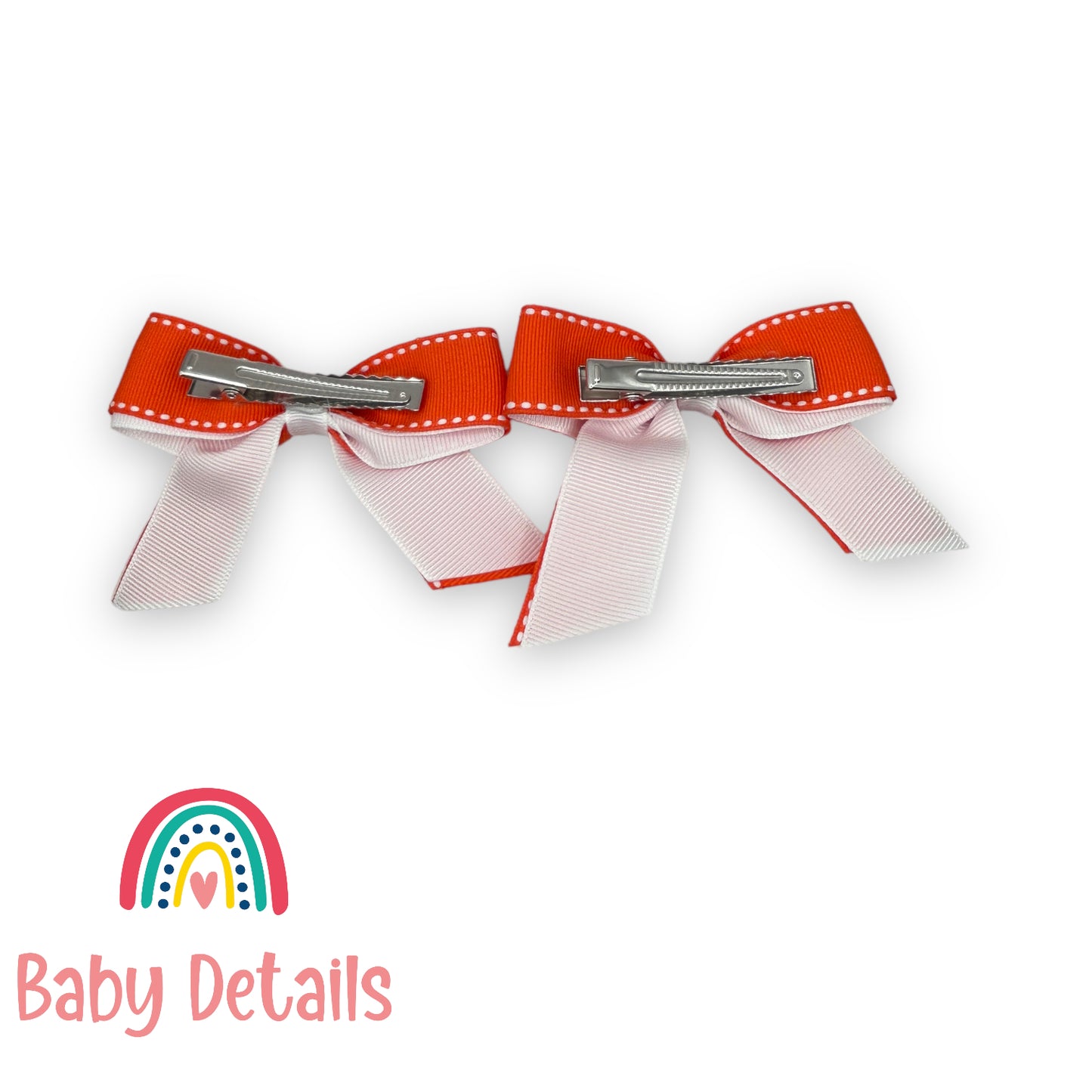 Set of 2 stripe hair clips - Orange