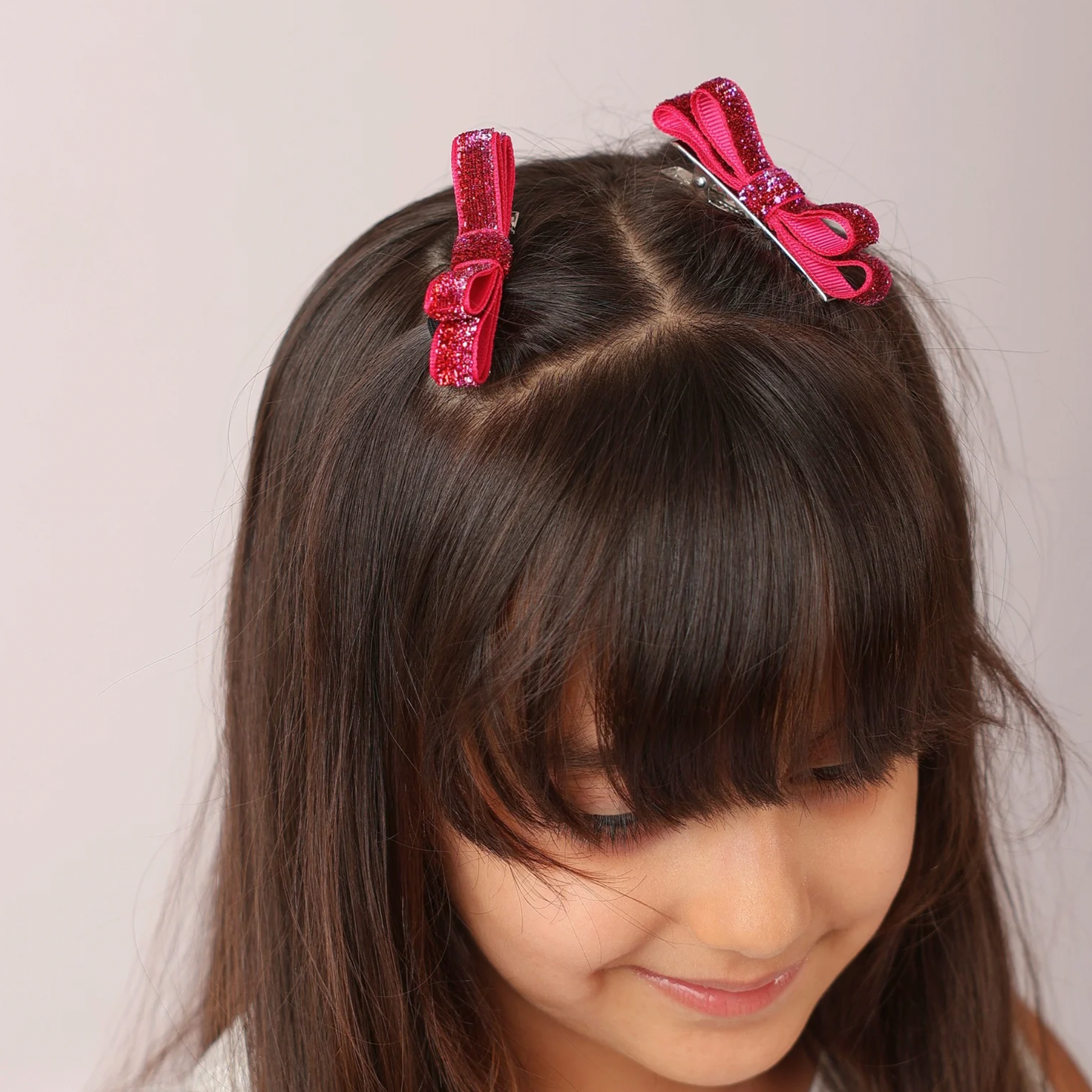 Set of 2 thin Shiny Ribbon - Pink & Red