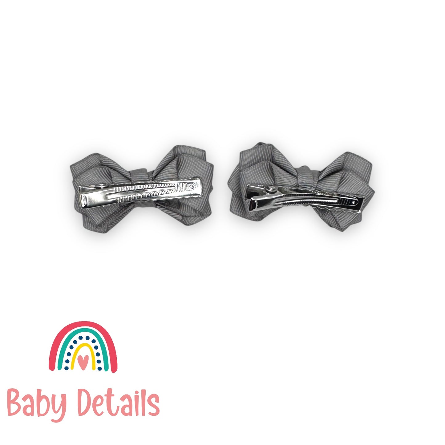 Set of 2 Mini Layers Hair Clips - Light Grey