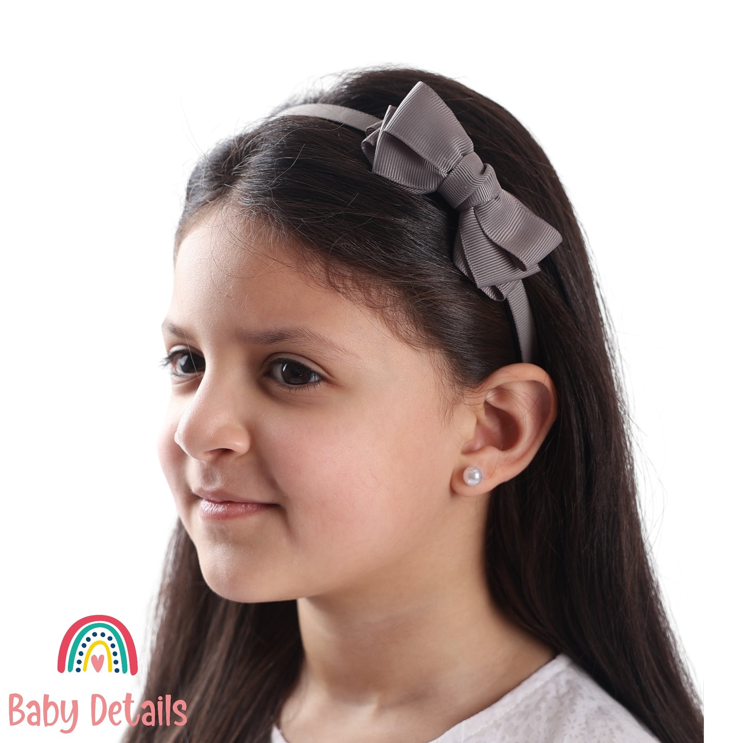 Headband with Layered Bow - Dark Grey