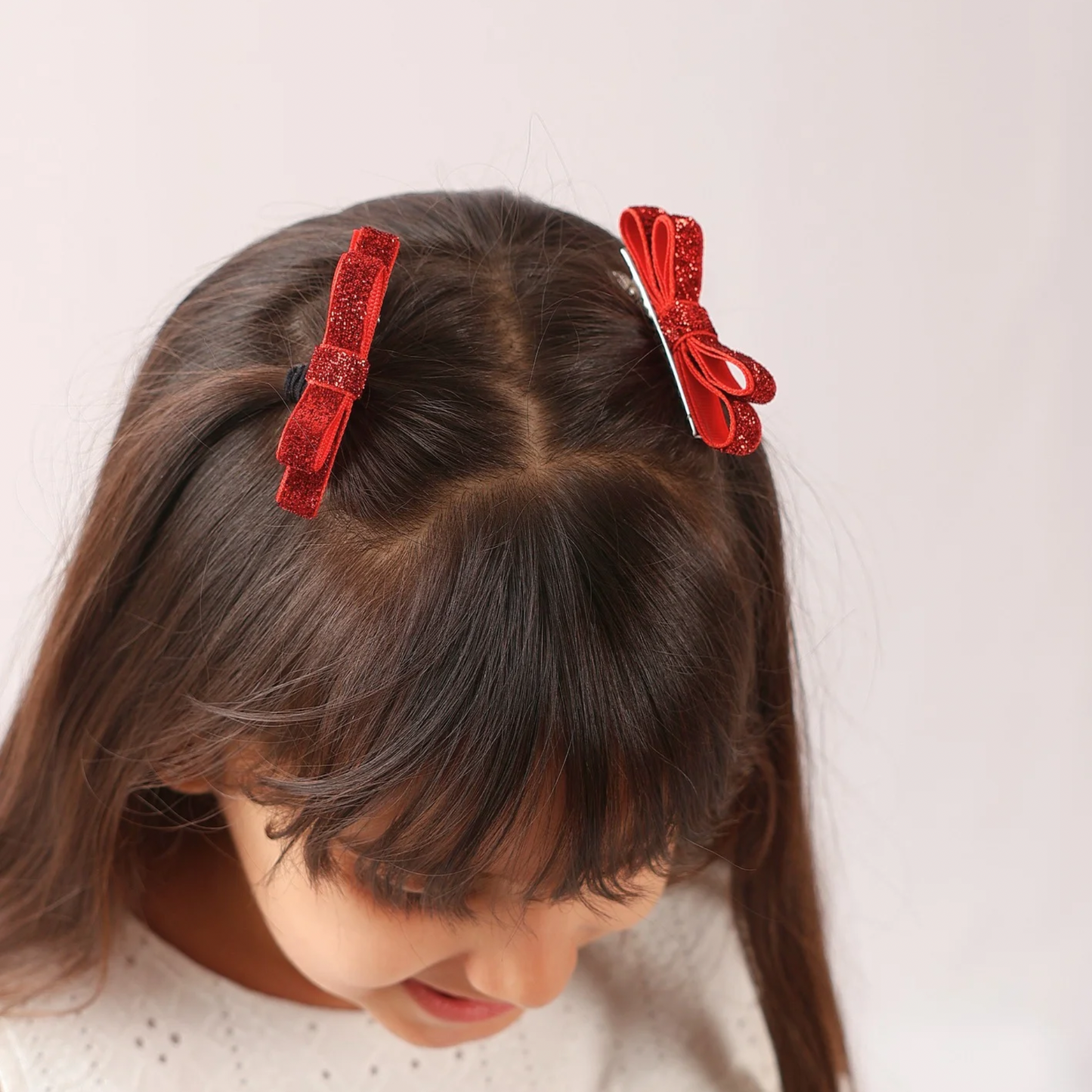 Set of 2 thin Shiny Ribbon - Red