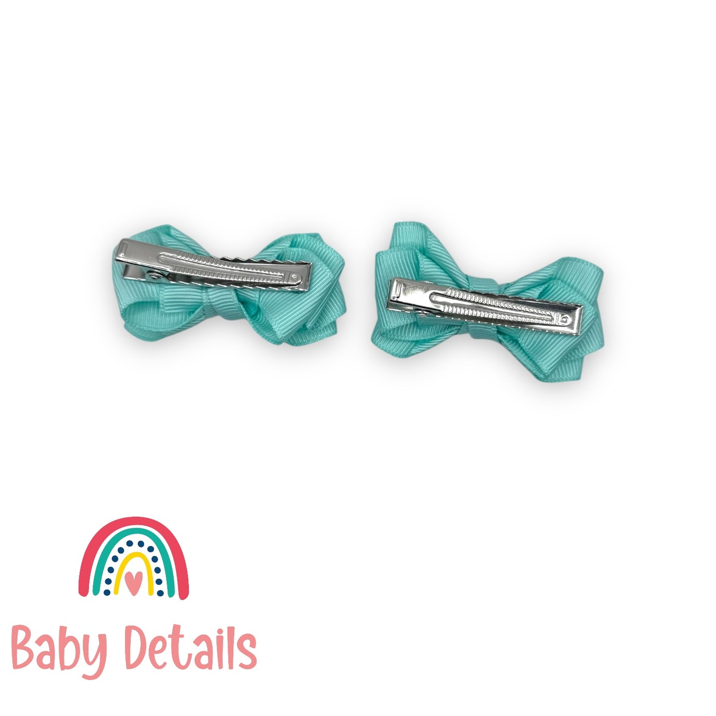 Set of 2 Mini Layers Hair Clips - Aqua Green