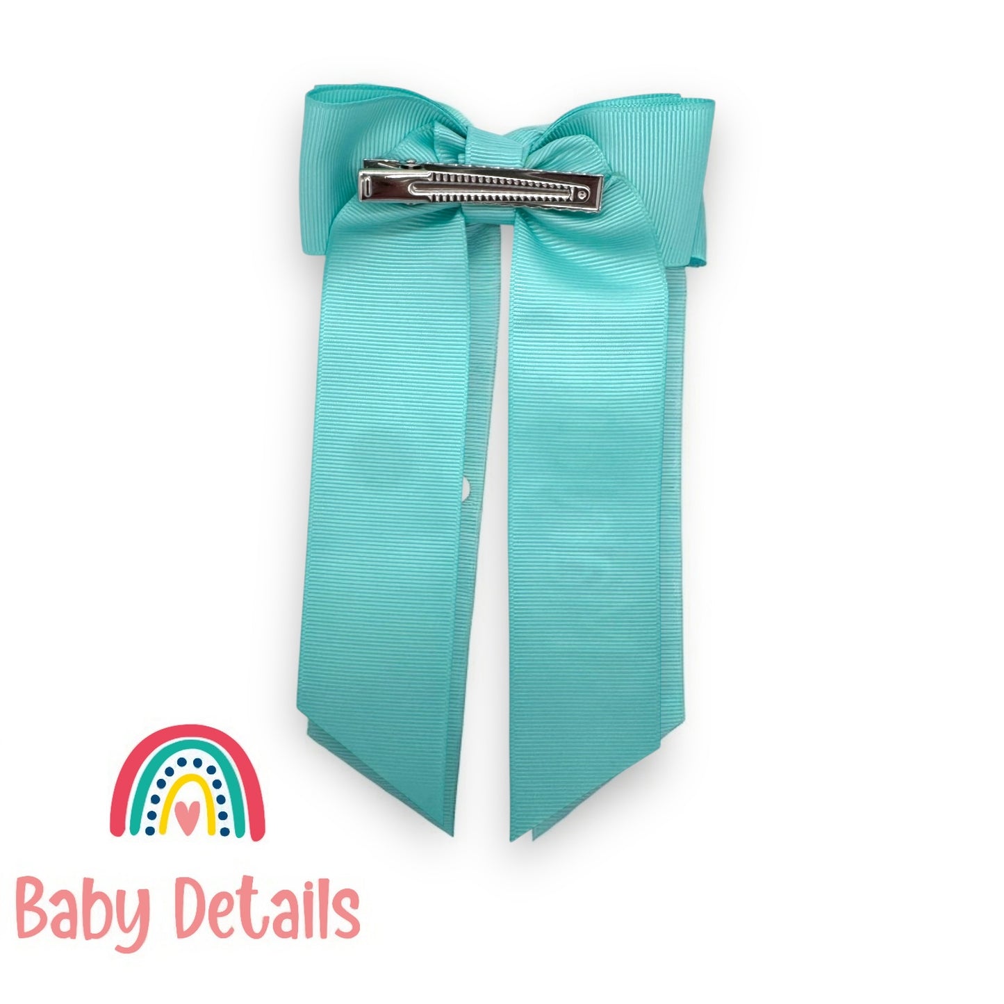 Long Simple Personalized Bow - Aqua Green