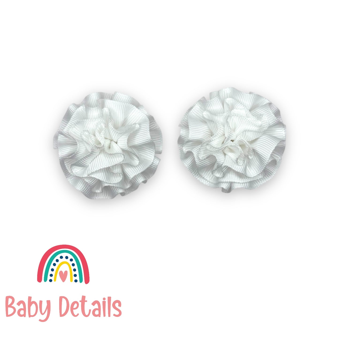 Set of 2 Rosette Bow Hair Clips - White