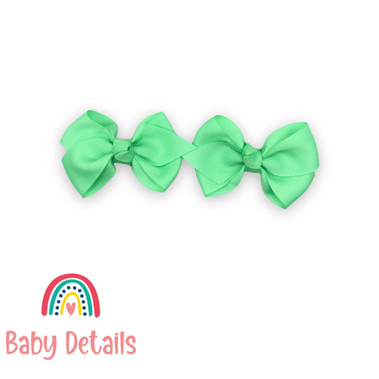 Double green3 bow hair clips