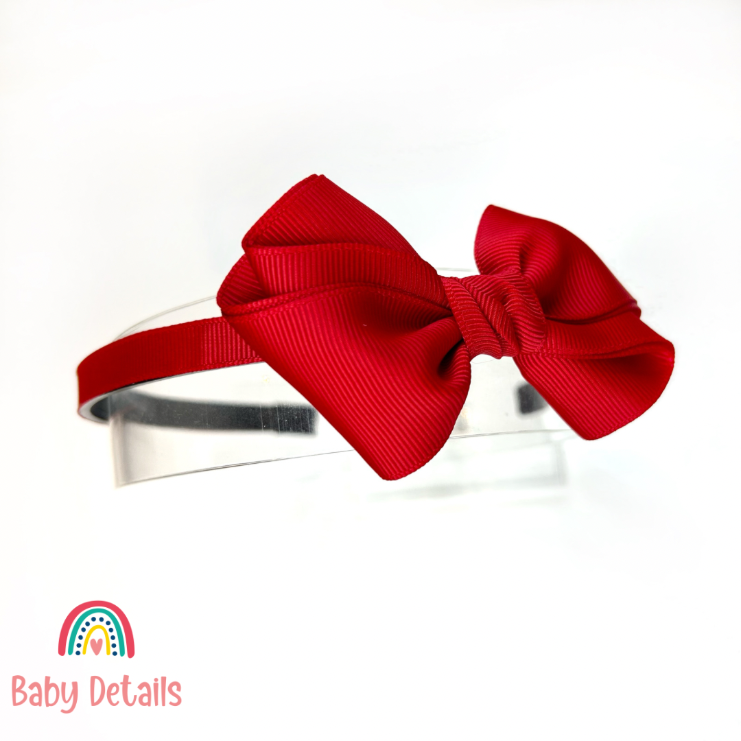 Curved Bow Headband - Red