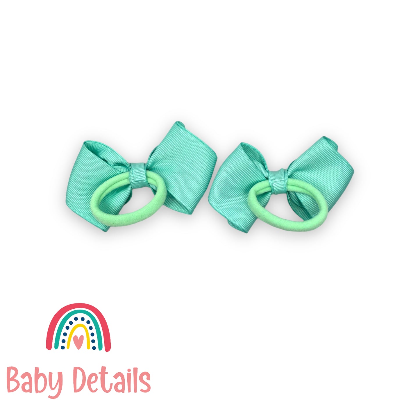 Set of 2 curved bow hair ties - Aqua Green