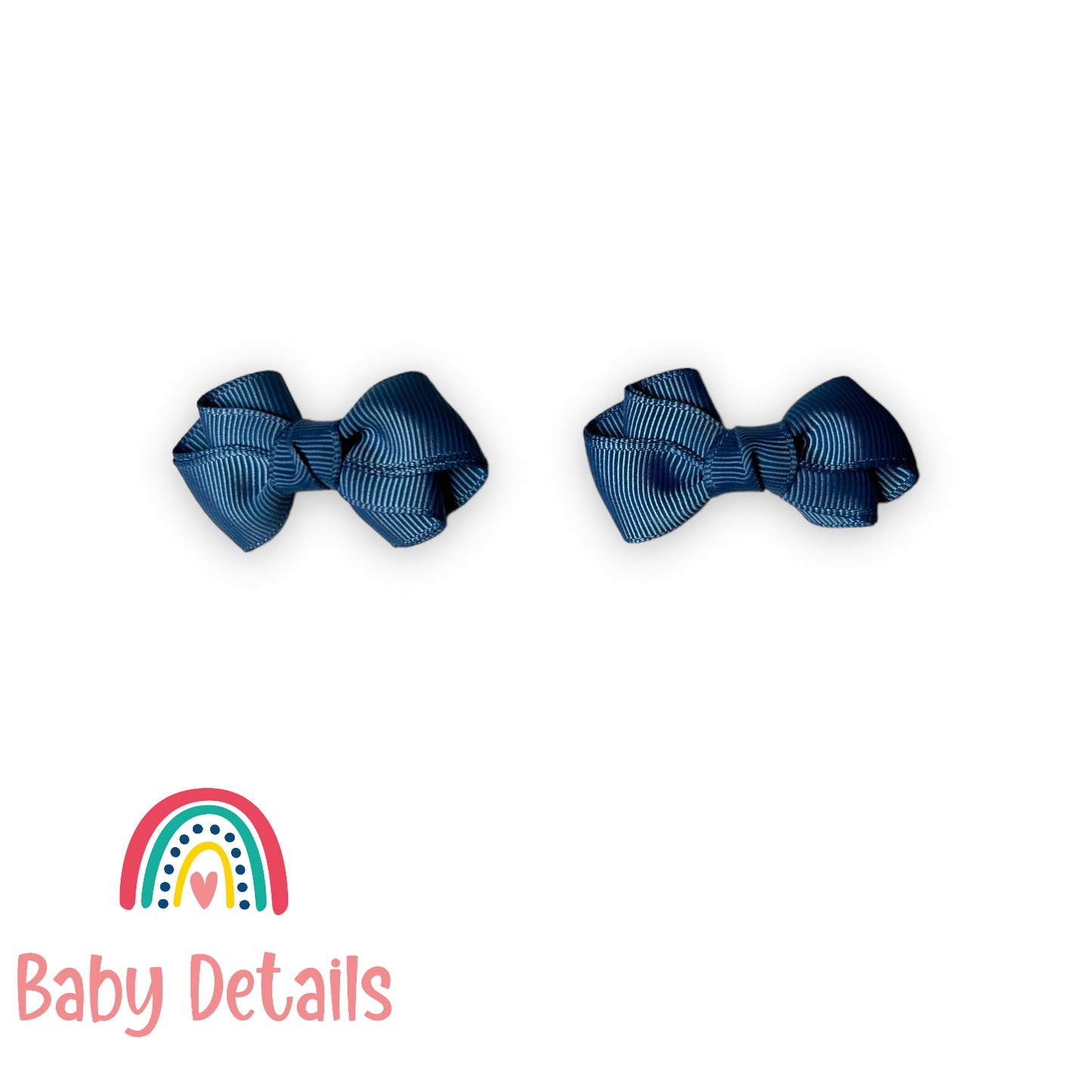 Set of 2 Mini curved bow hair clips - Blue Grey