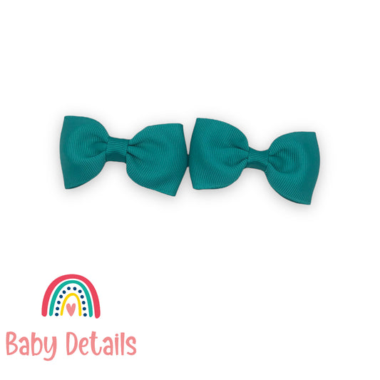 Basic Bow Hair Clips Green2