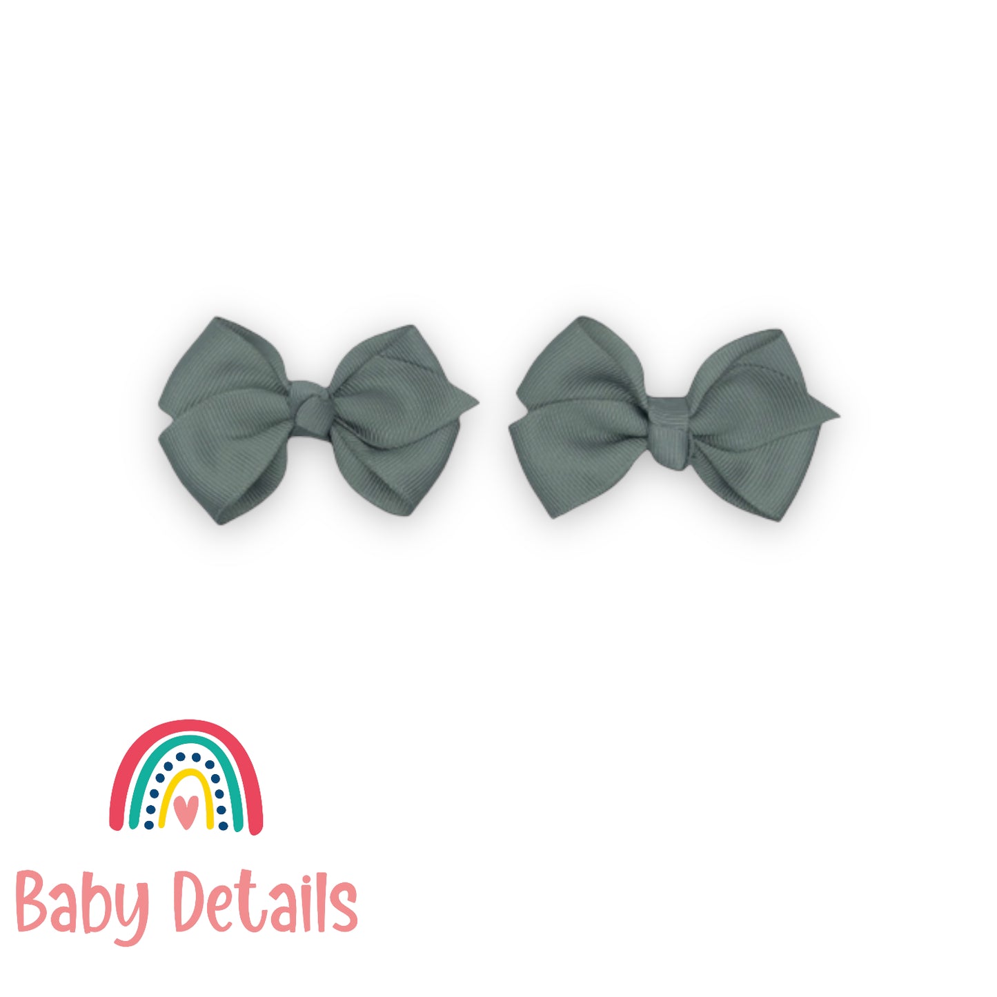 double dark grey bow hair clips