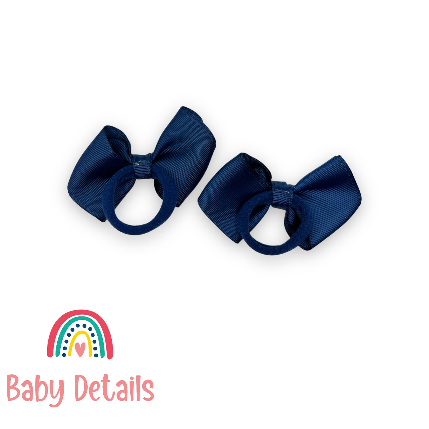 Set of 2 curved bow hair ties - Navy Blue