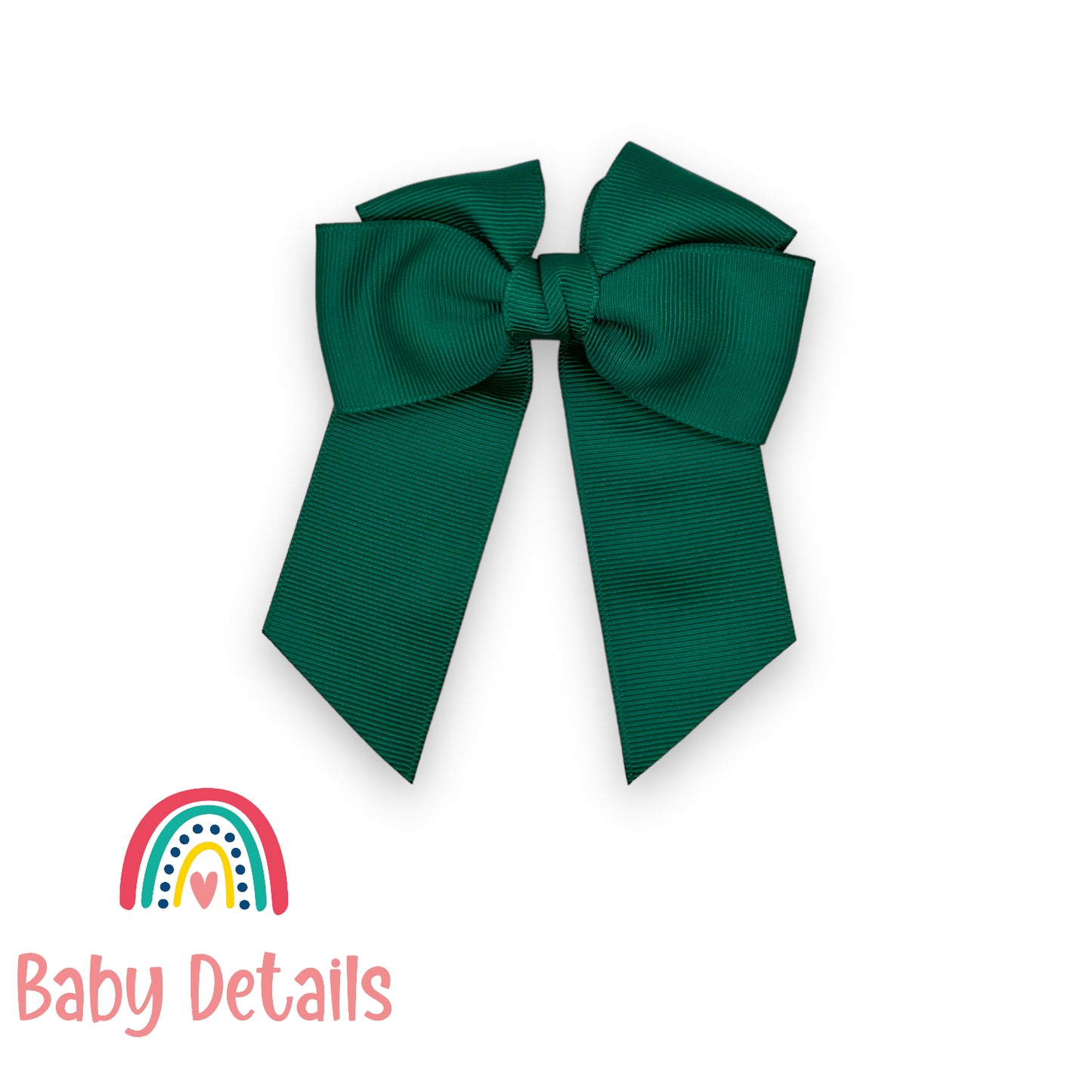 Bow with tail hair clip - Dark Green