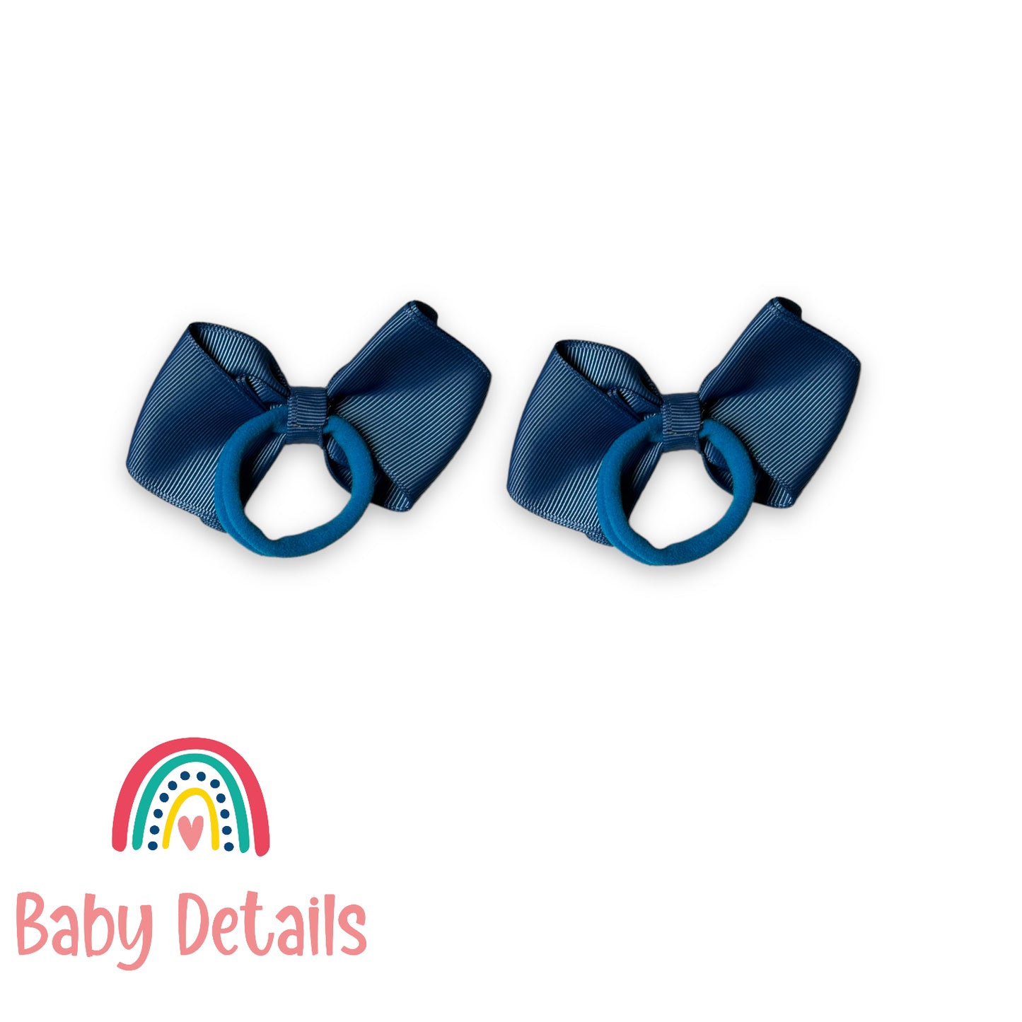 Set of 2 curved bow hair ties - Blue Grey