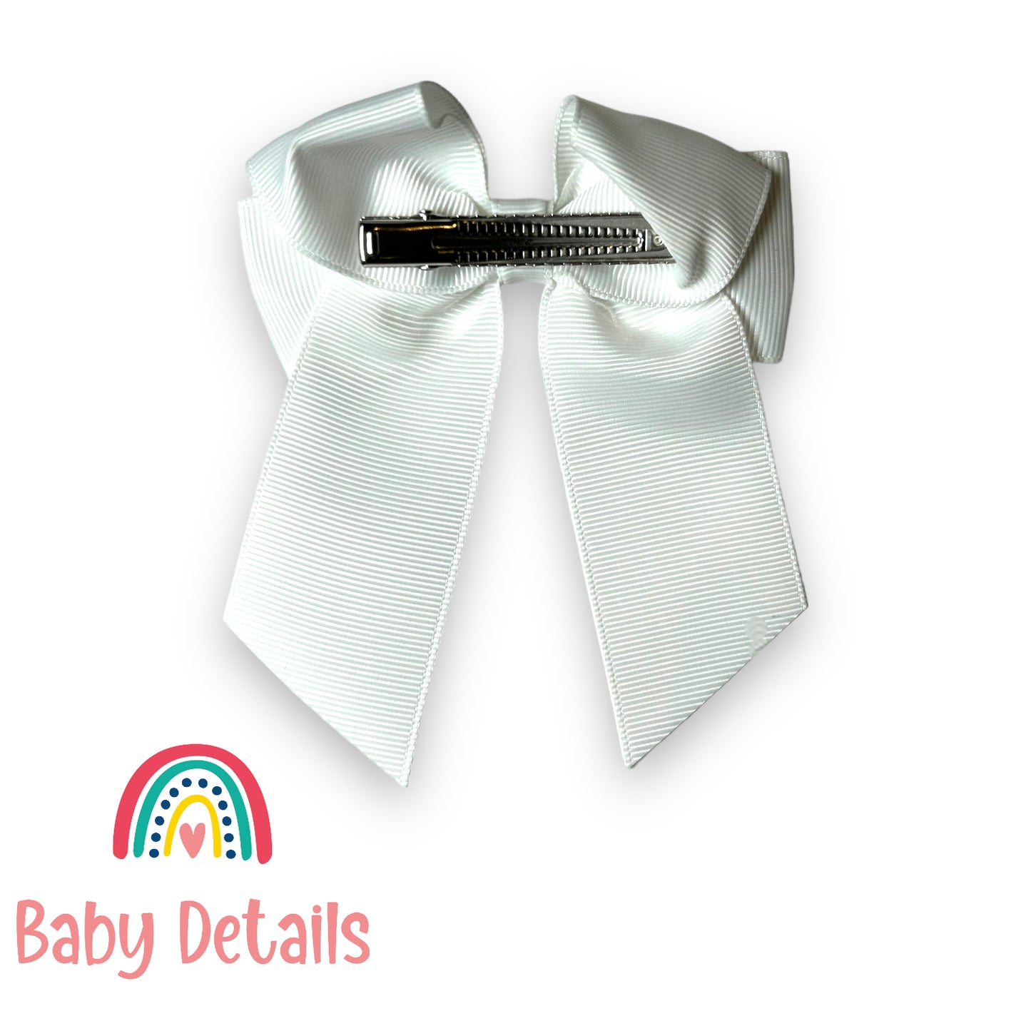 Bow with tail hair clip - White