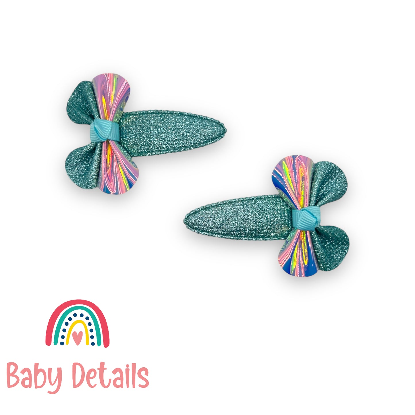 Neon Hair Snap Clips - Blue