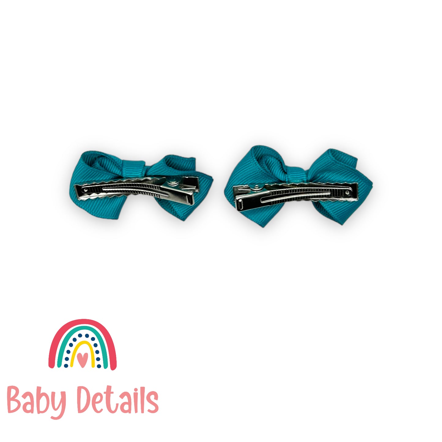 Set of 2 Mini curved bow hair clips - Pacific Blue