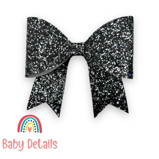 Special Bow Glitter Hair Clip - Black & Silver