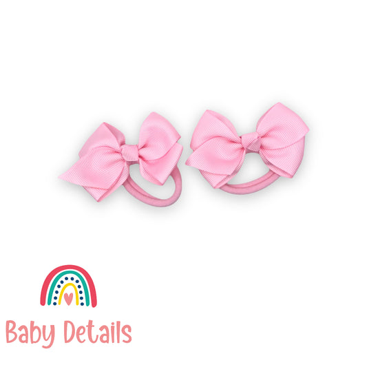 double light pink bow hair ties