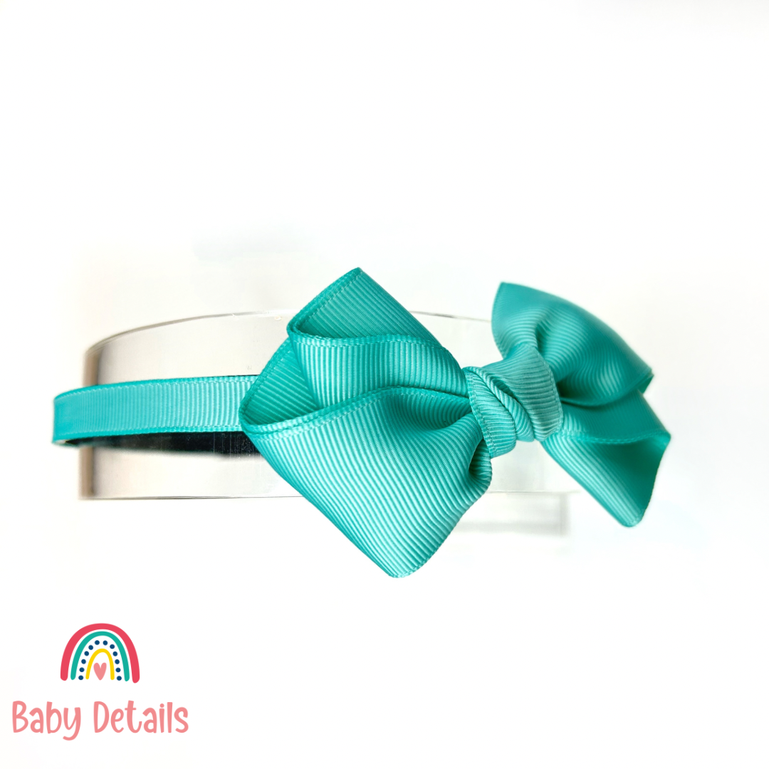 Curved Bow Headband - Aqua Green