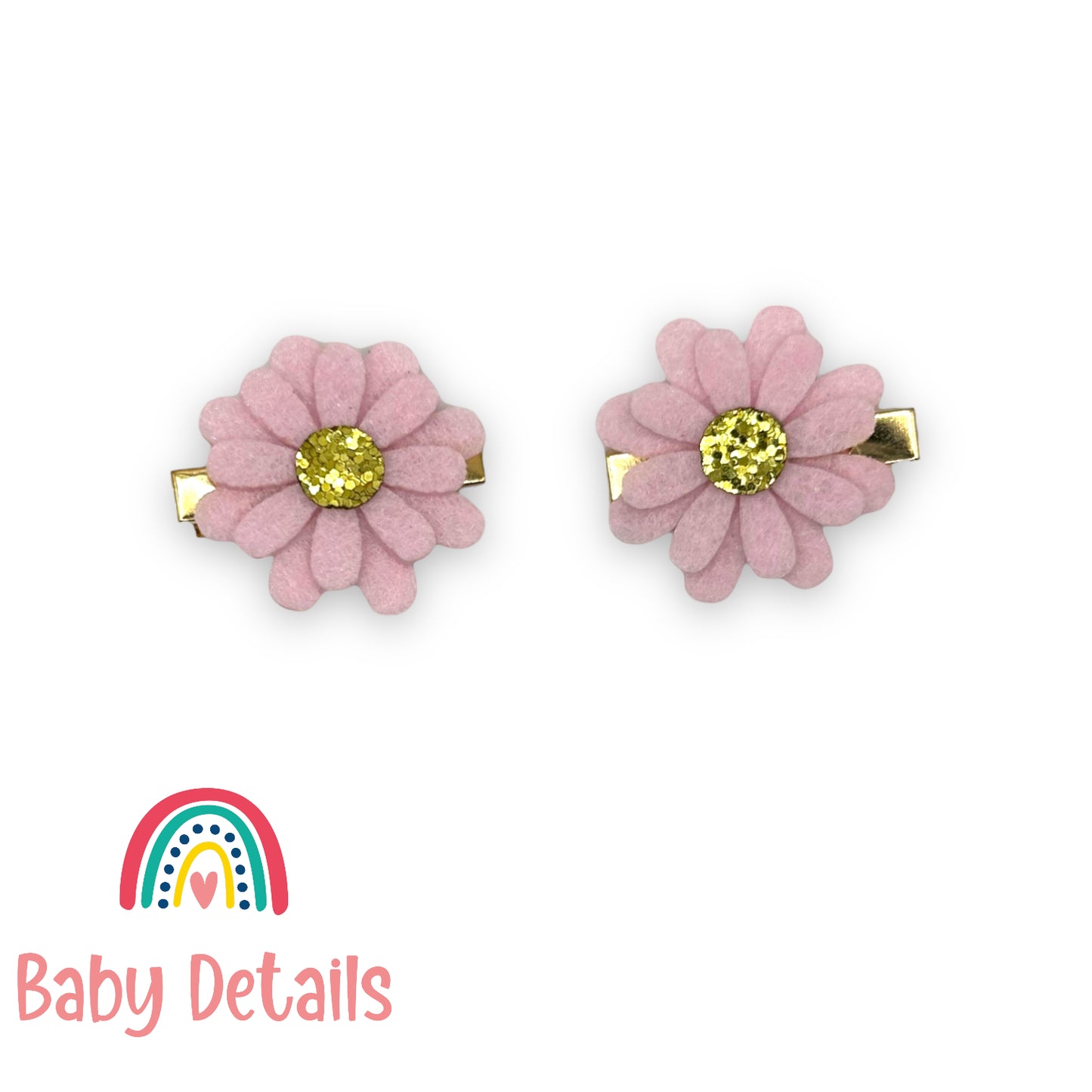 Mini Flower Hair Clips - Light Pink