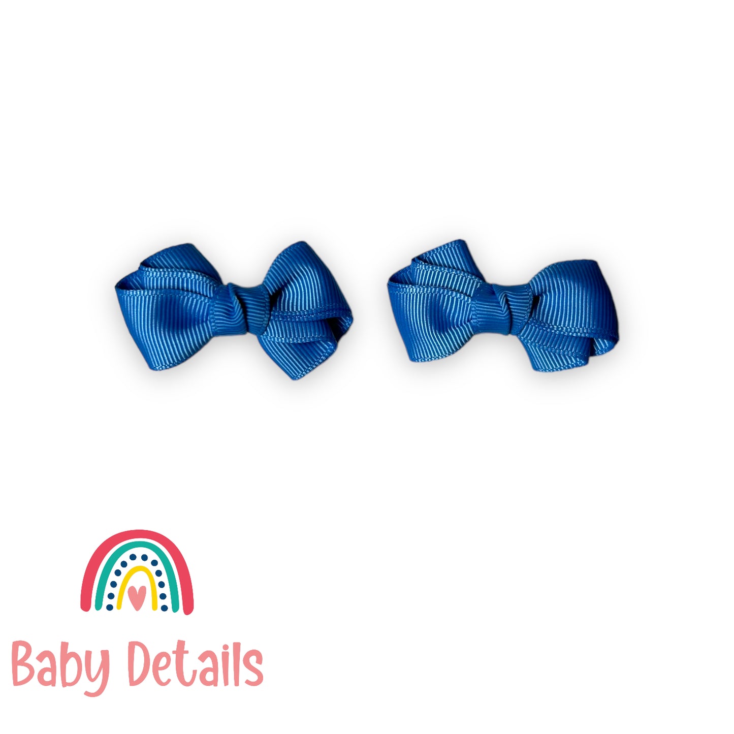 Set of 2 Mini curved bow hair clips - Sky Blue